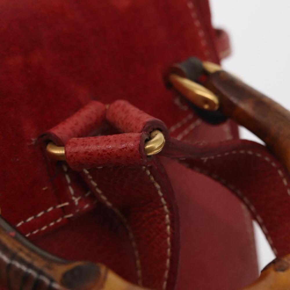 GUCCI Bamboo Backpack Leather Red Gold 003 1956 0030 Auth 153860 - Picture 8 of 16